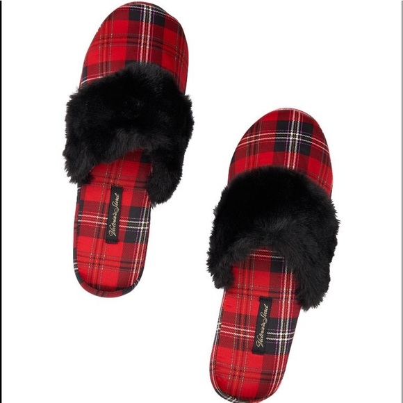VICTORIA'S SECRET Signature Satin Slipper Plaid - Picture 2 of 2